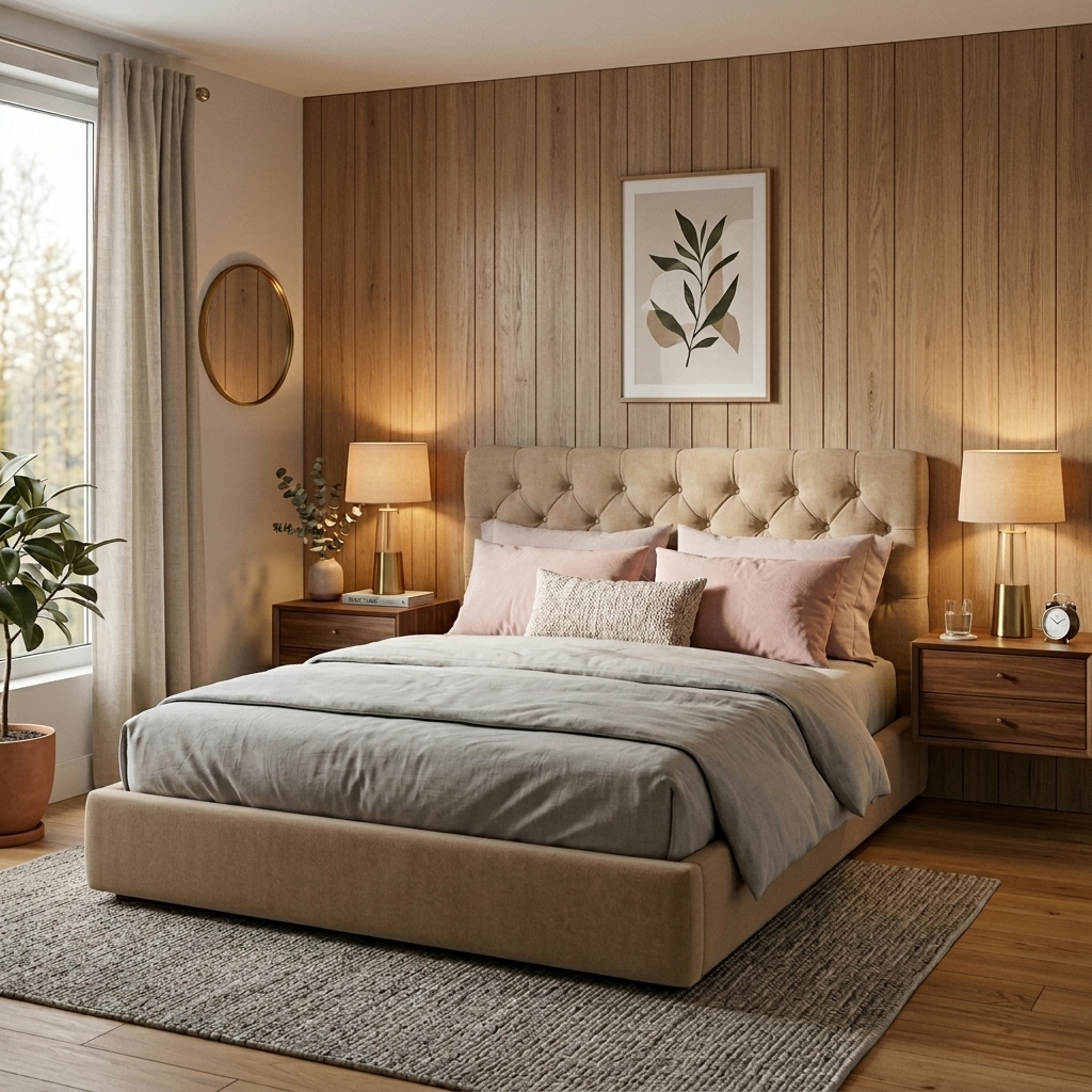 AI Generated Tufted Headboard Bed