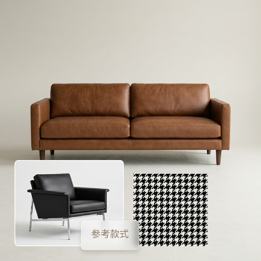 Input Brown Leather Sofa